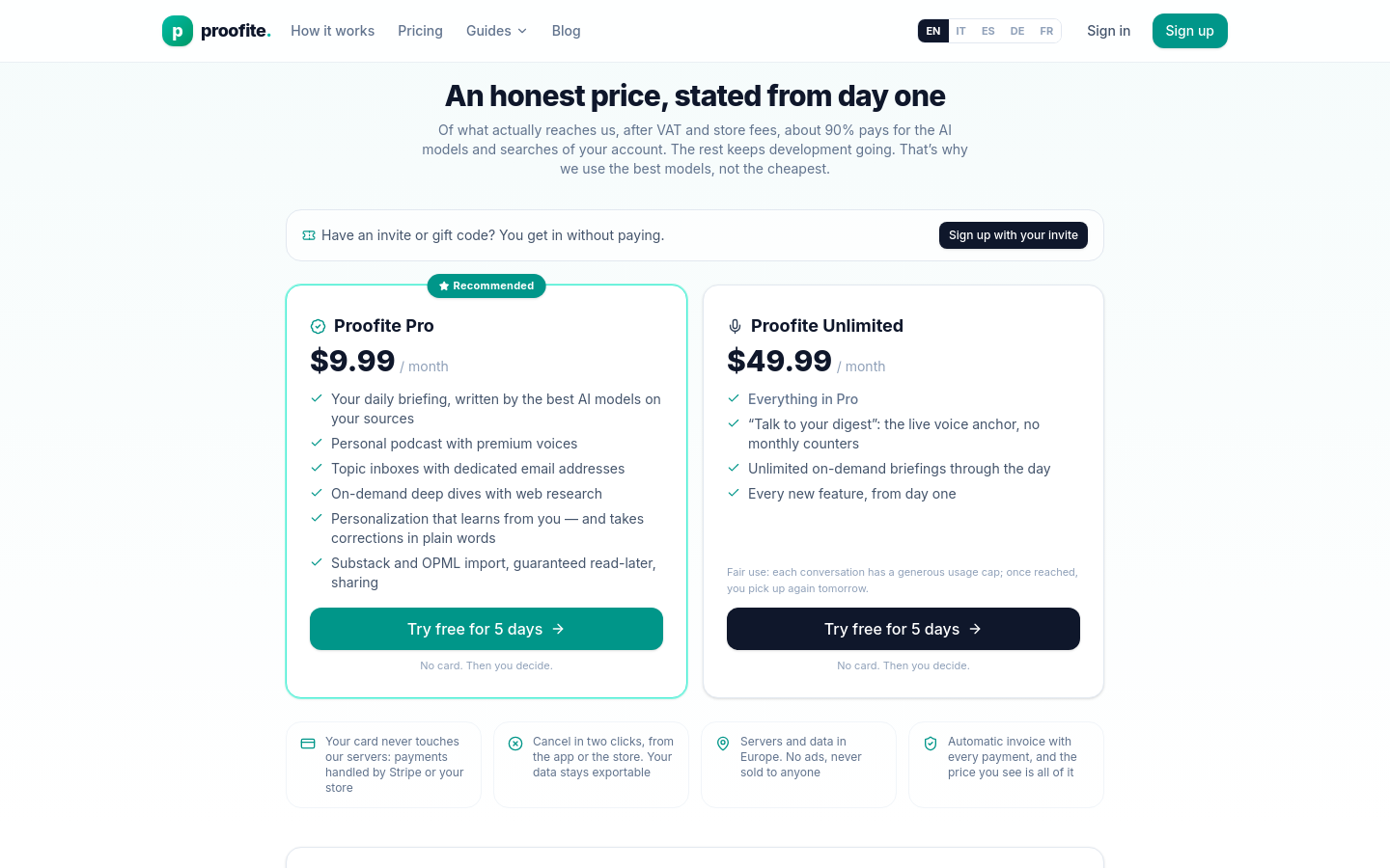 Pricing