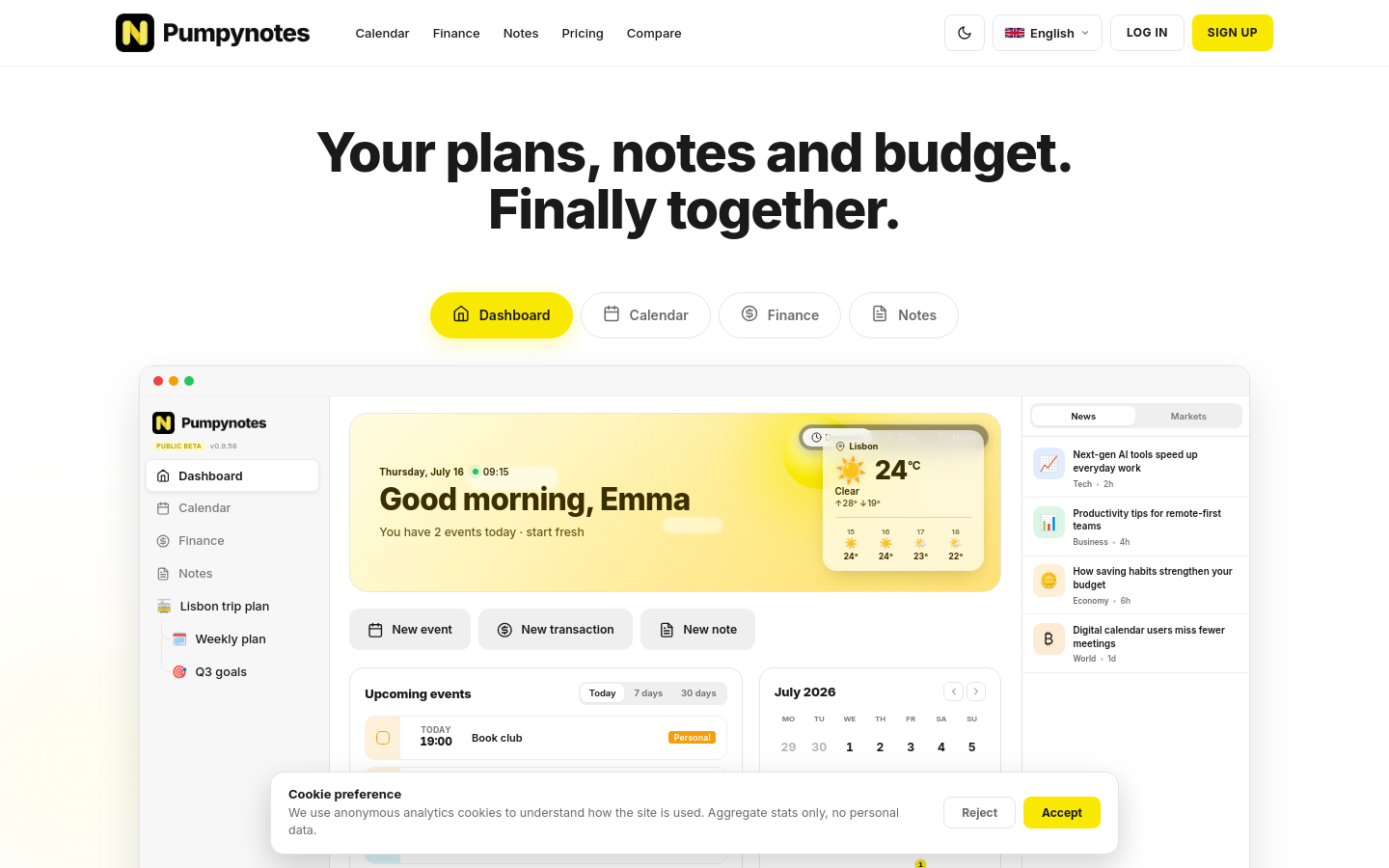 Above-the-fold capture of pumpynotes.com