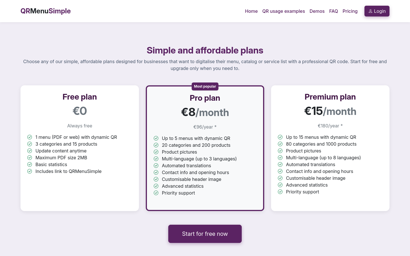 Plans Pricing Qr Pdf Digital Menu Online