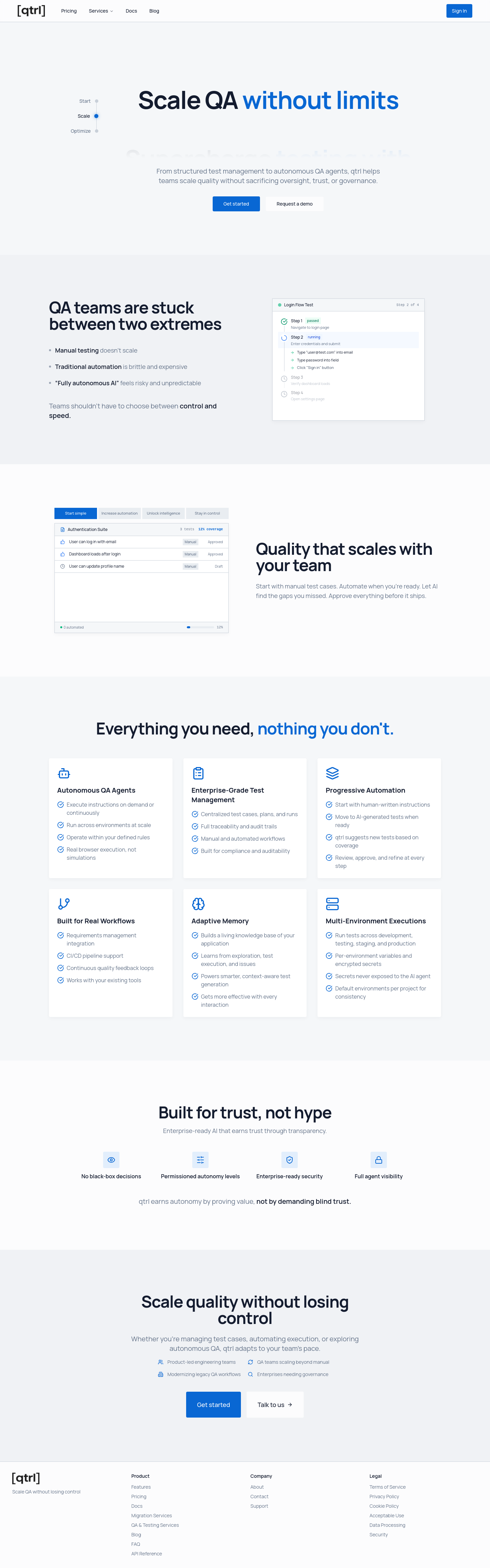 Nav section of qtrl.ai