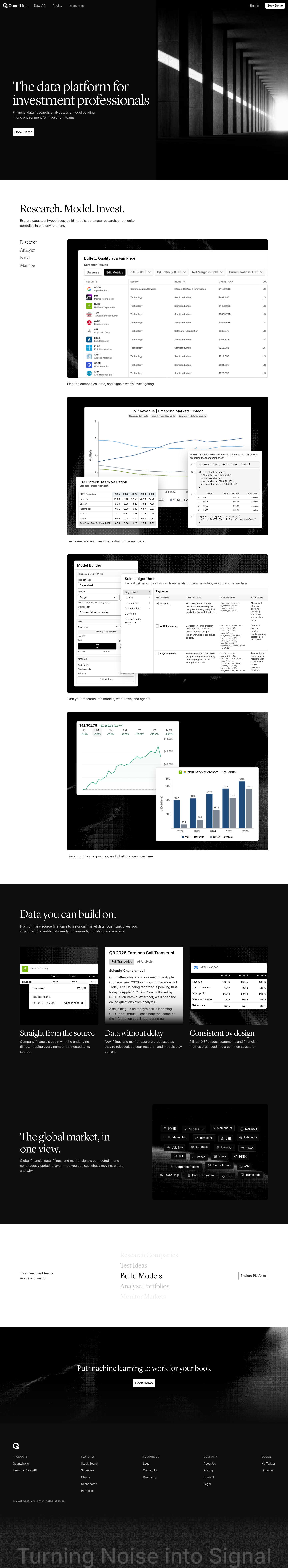 Nav section of quantlink.ai