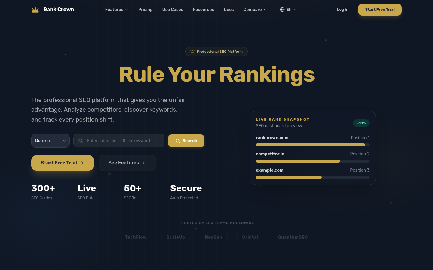 Above-the-fold capture of rankcrown.com