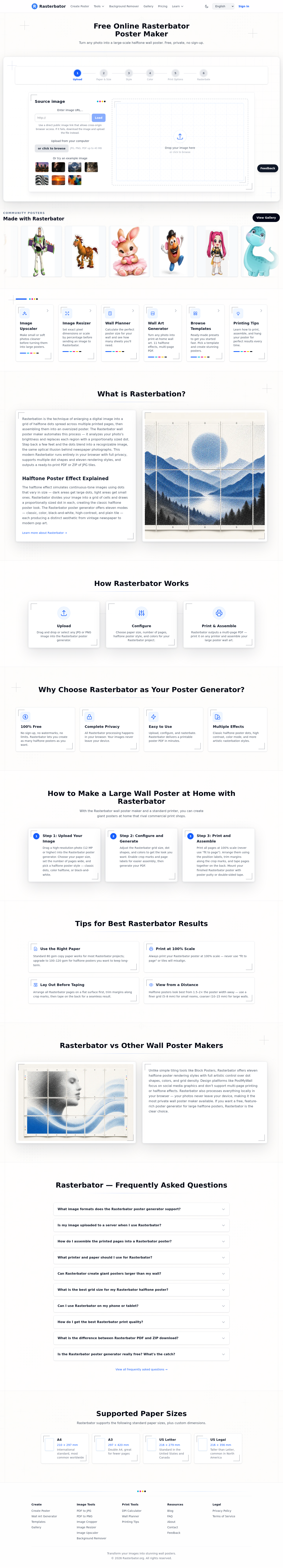 rasterbator.org FAQ section, Homepage / Lander