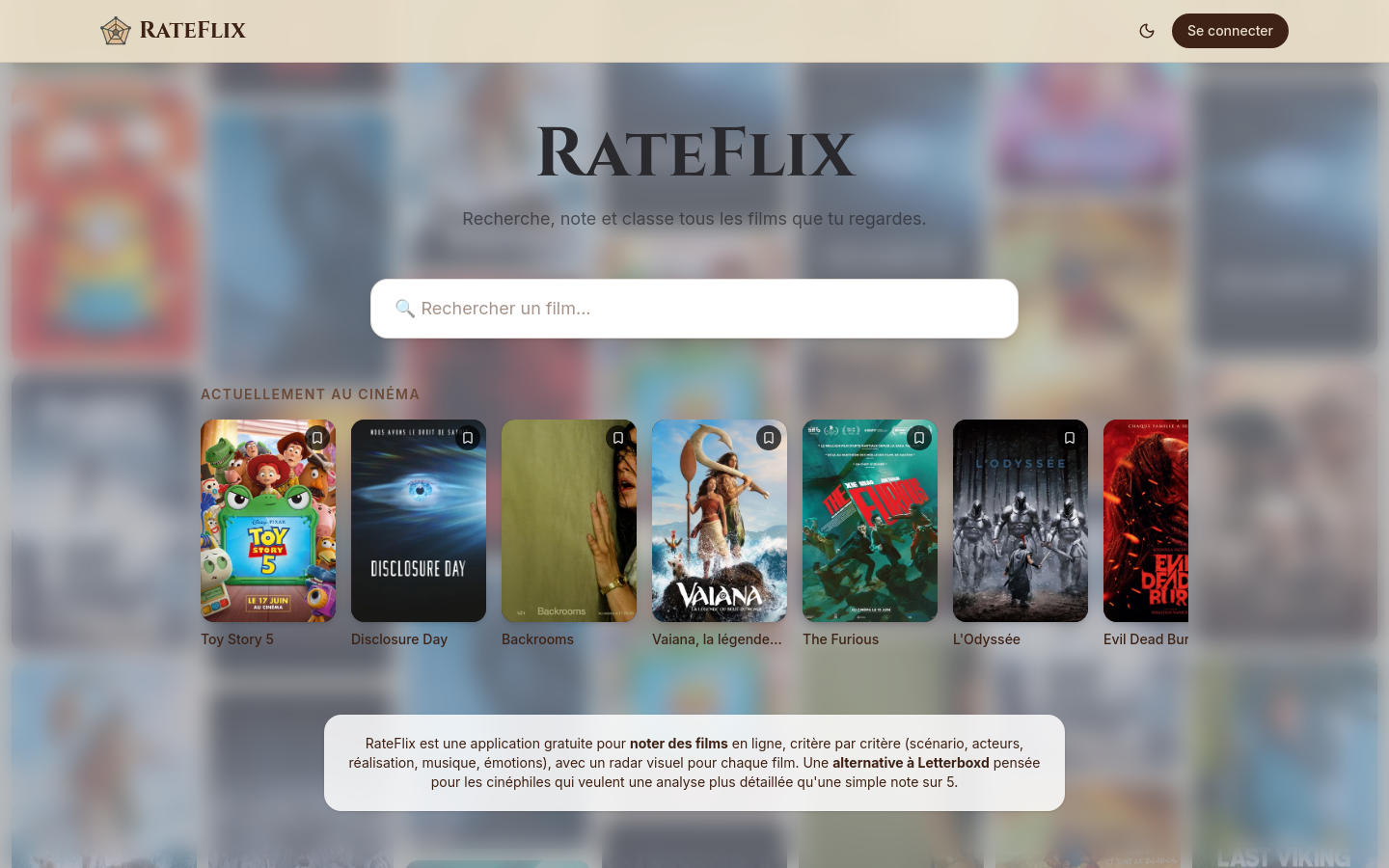 Above-the-fold capture of rateflix.fr