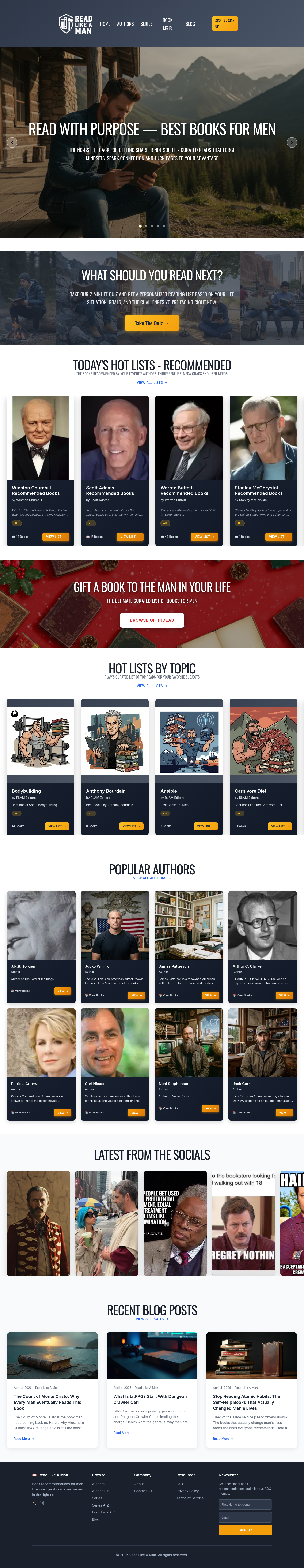 Nav section of readlikeaman.com