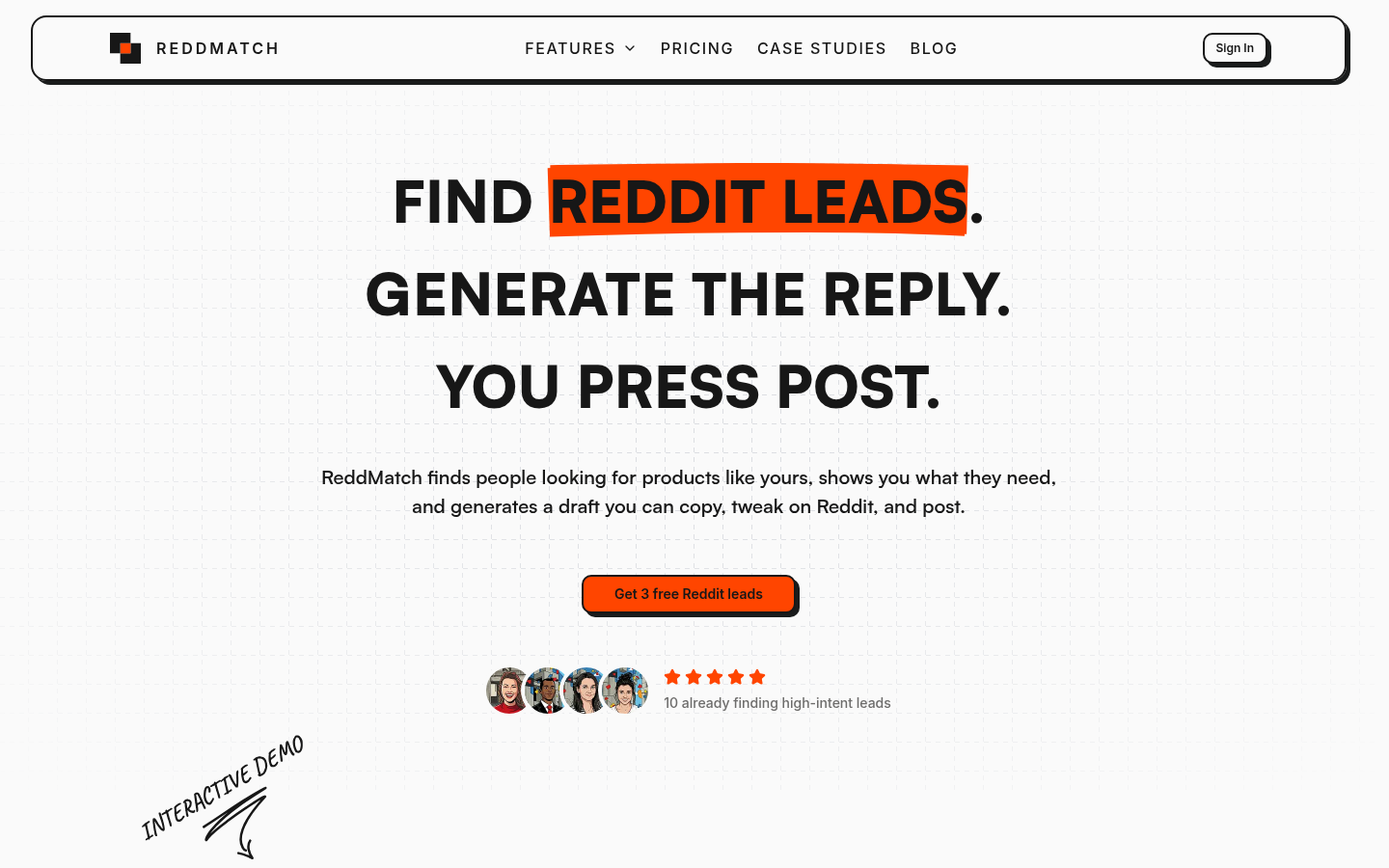 reddmatch.com Homepage / Lander capture, where it does this