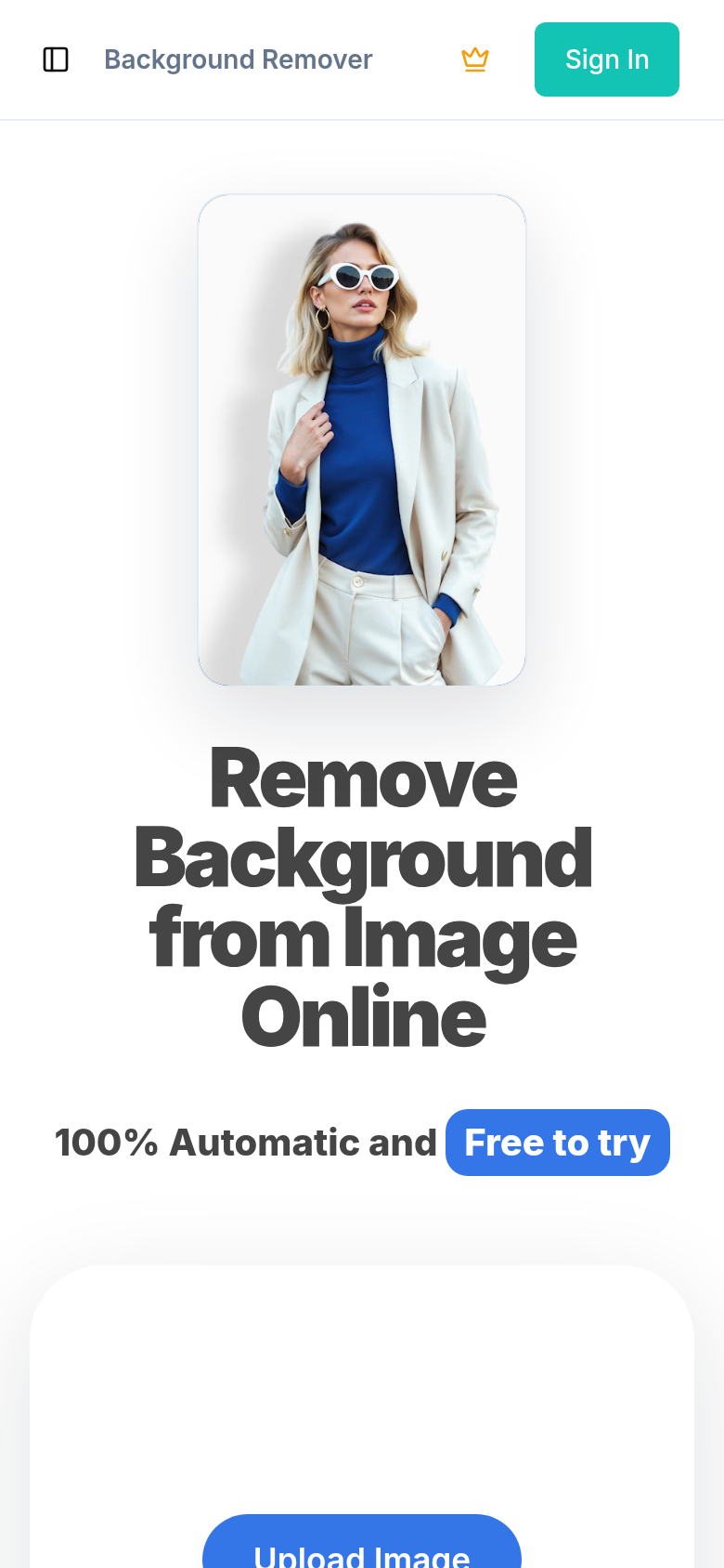 remove-bg.dev mobile capture of the first page