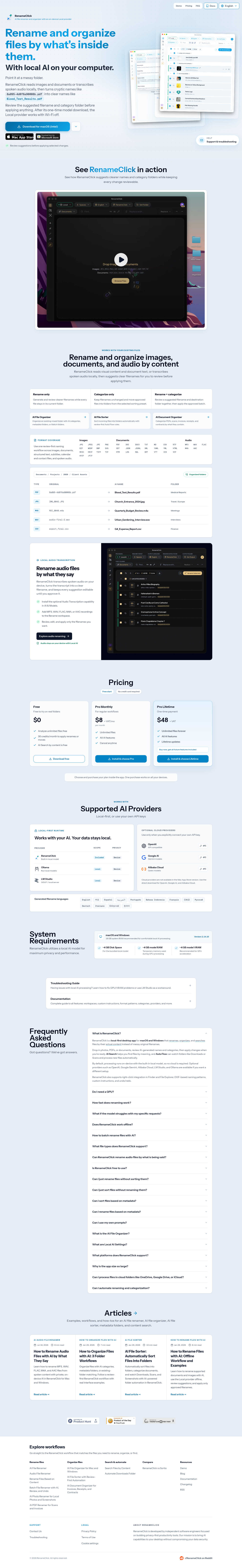 Nav section of rename.click