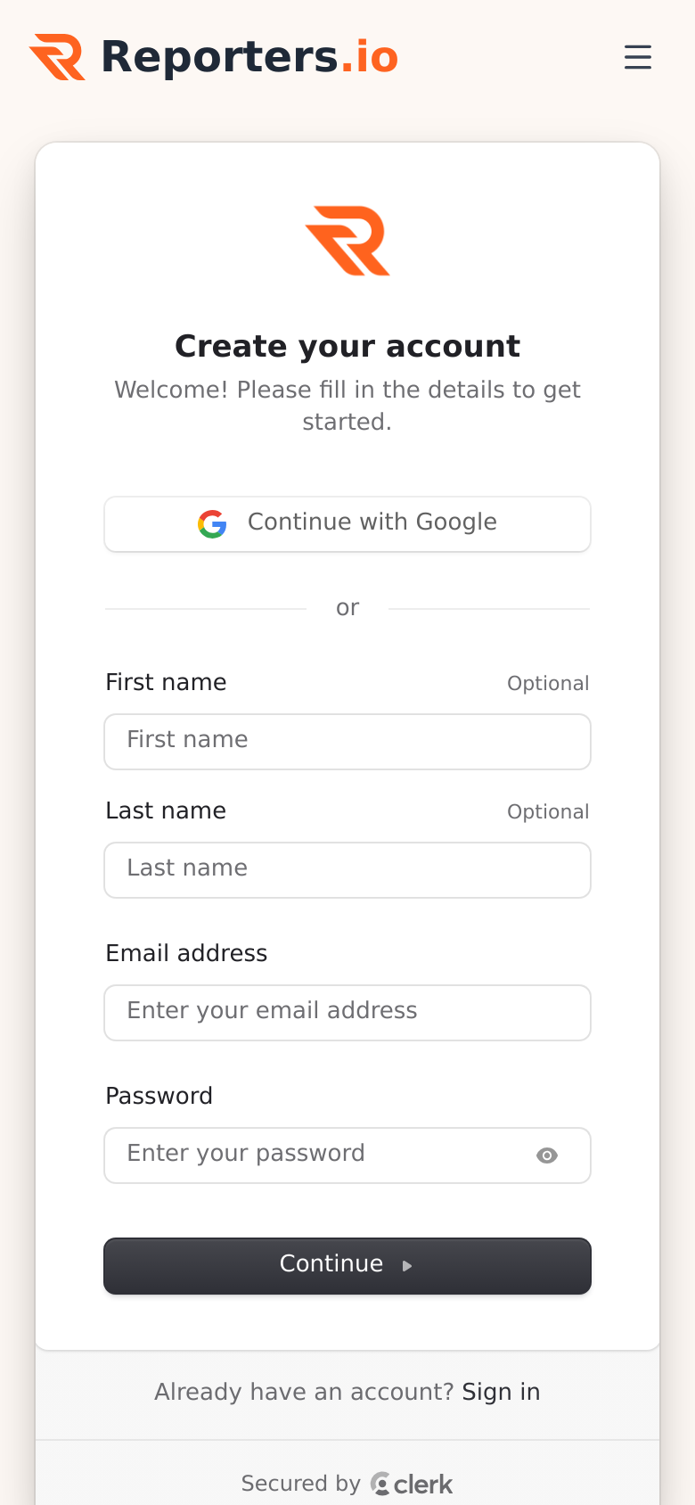 Signup