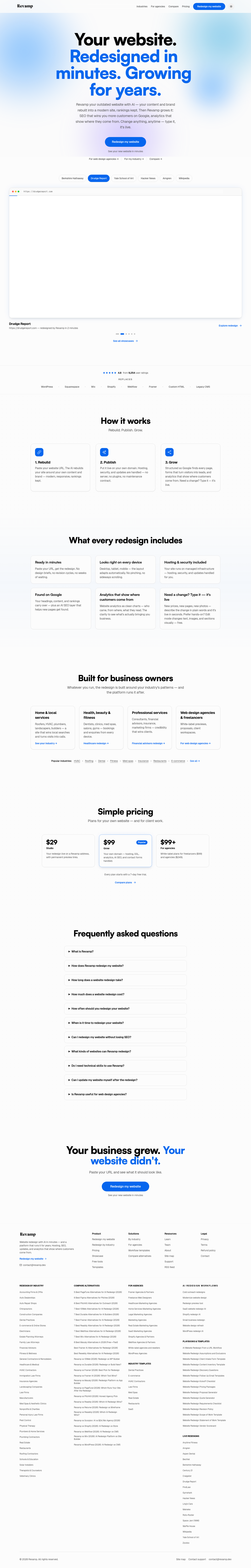 Nav section of revamp.dev