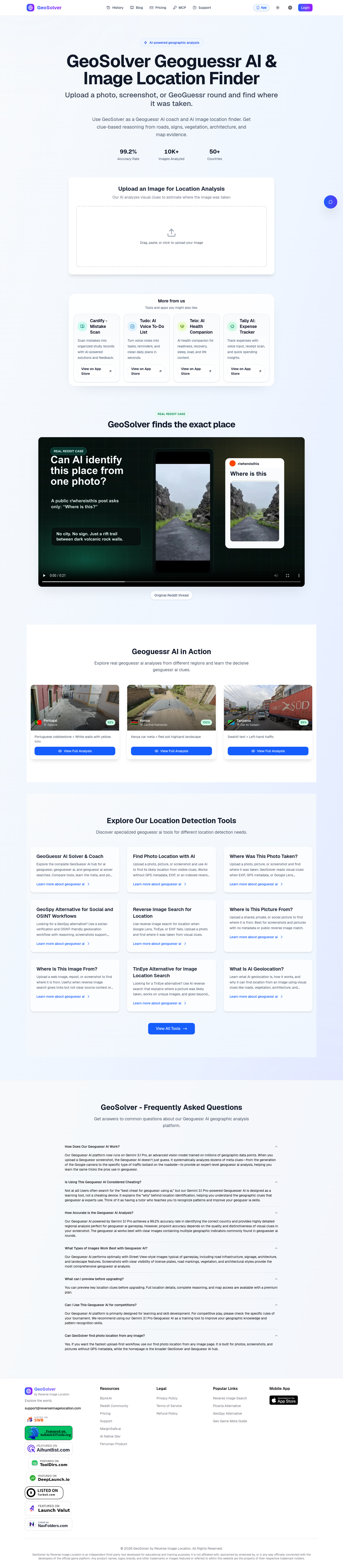 Nav section of reverseimagelocation.com