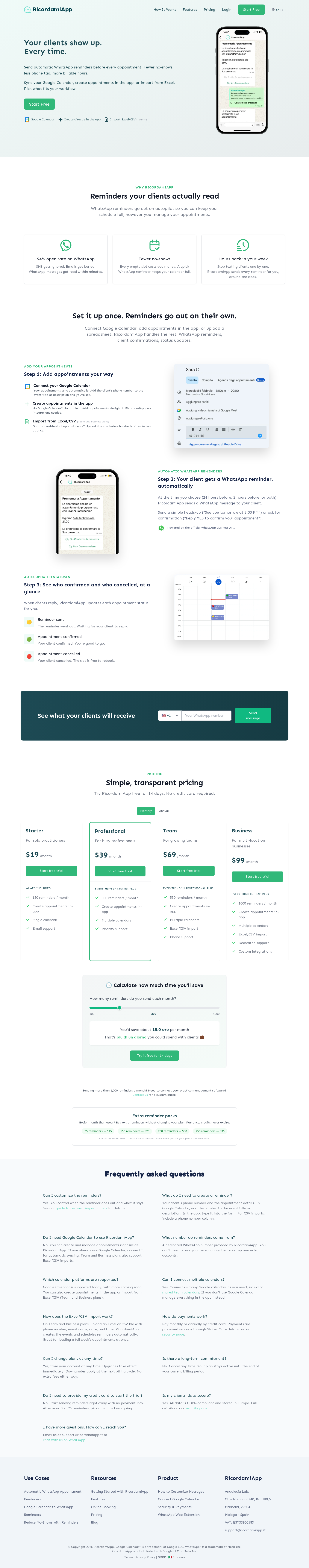 ricordamiapp.com — The Pricing Page