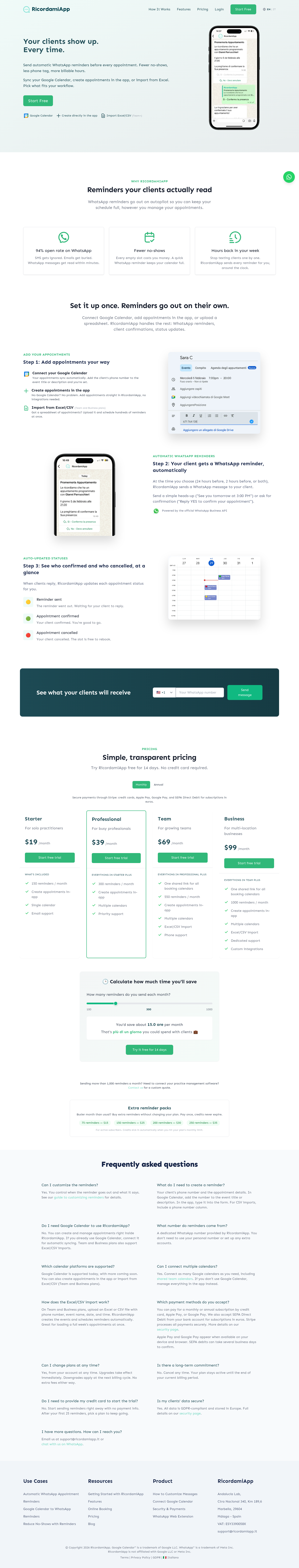 ricordamiapp.com — The Pricing Page