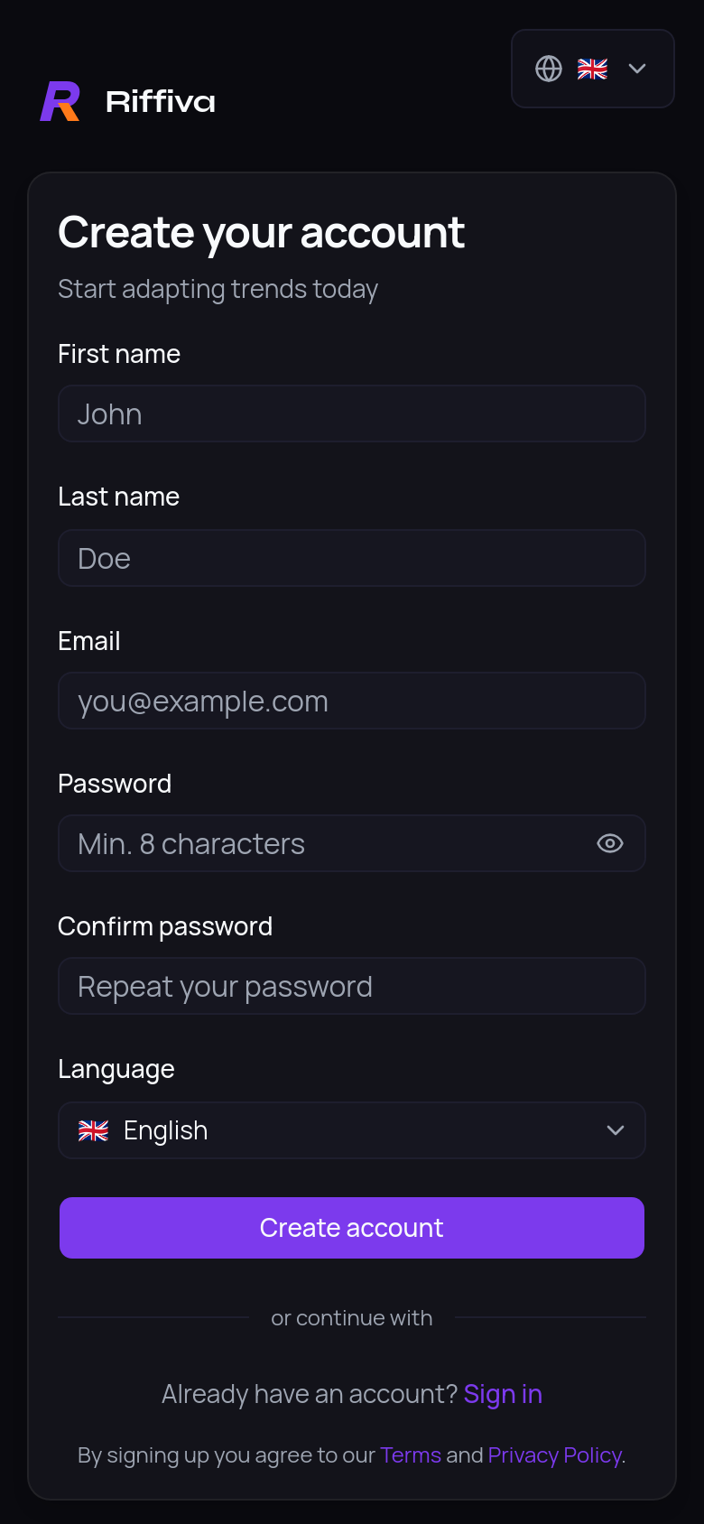 Signup