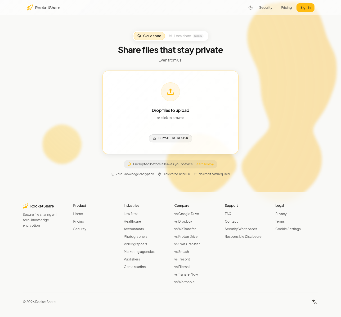 Nav section of rocketshare.app
