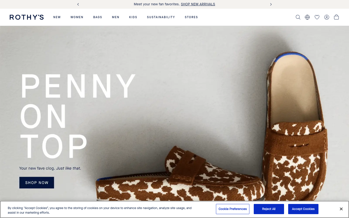 Above-the-fold capture of rothys.com