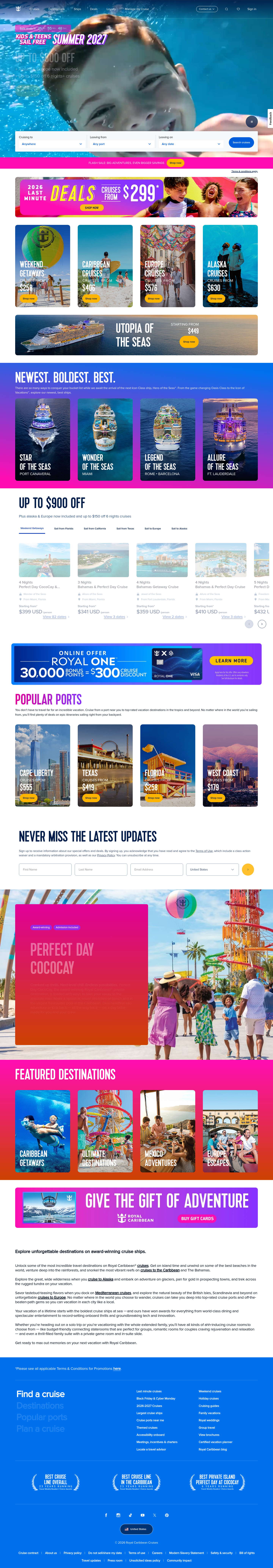 Nav section of royalcaribbean.com