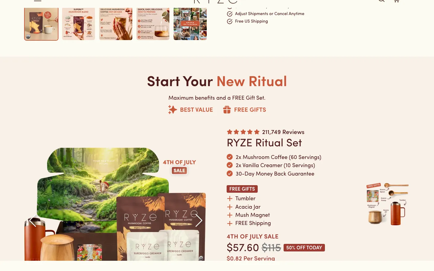 Product page (Mushroom Coffee)