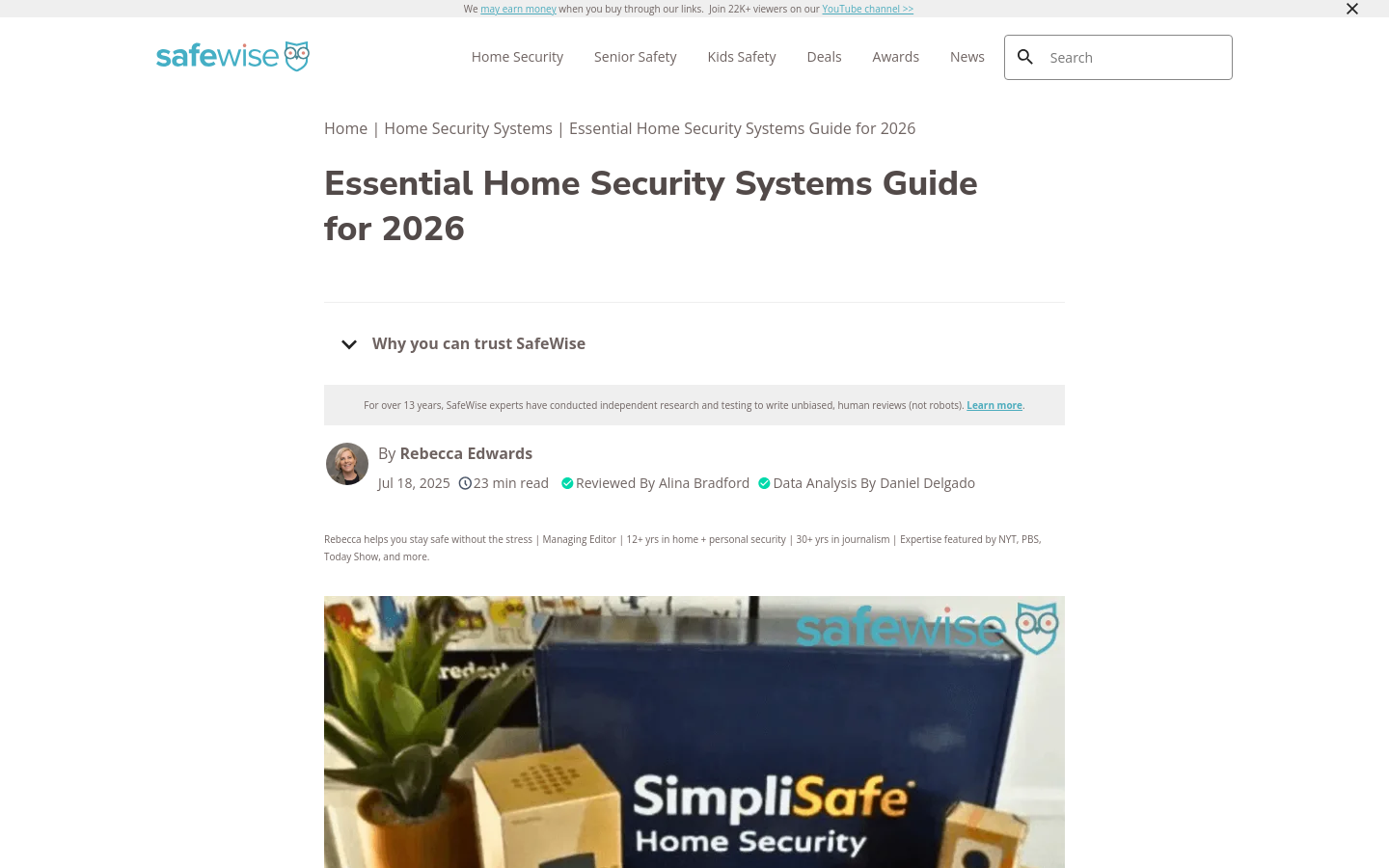 safewise.com home page