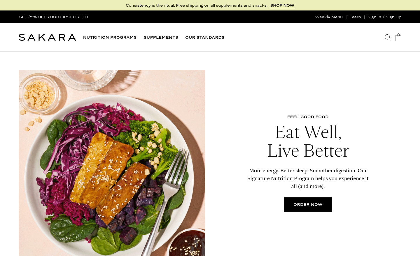 Above-the-fold capture of sakara.com