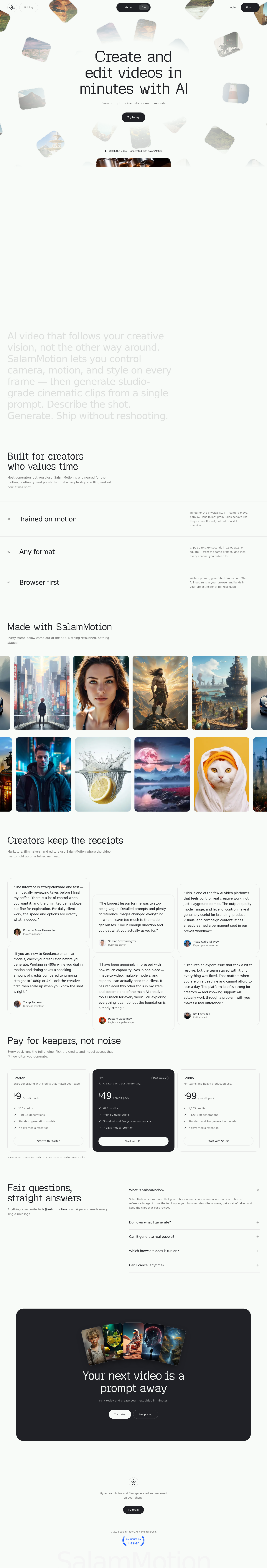 Nav section of salammotion.com