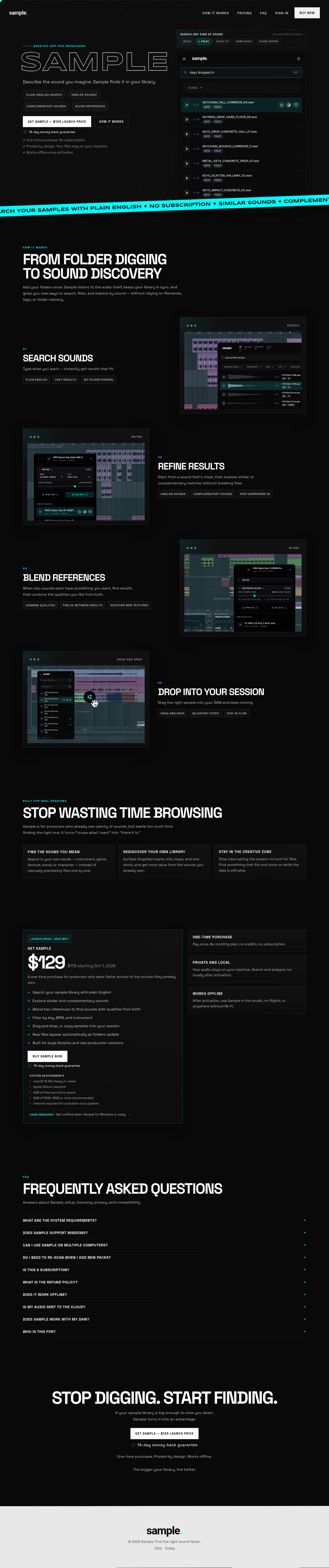 Nav section of sample.audio