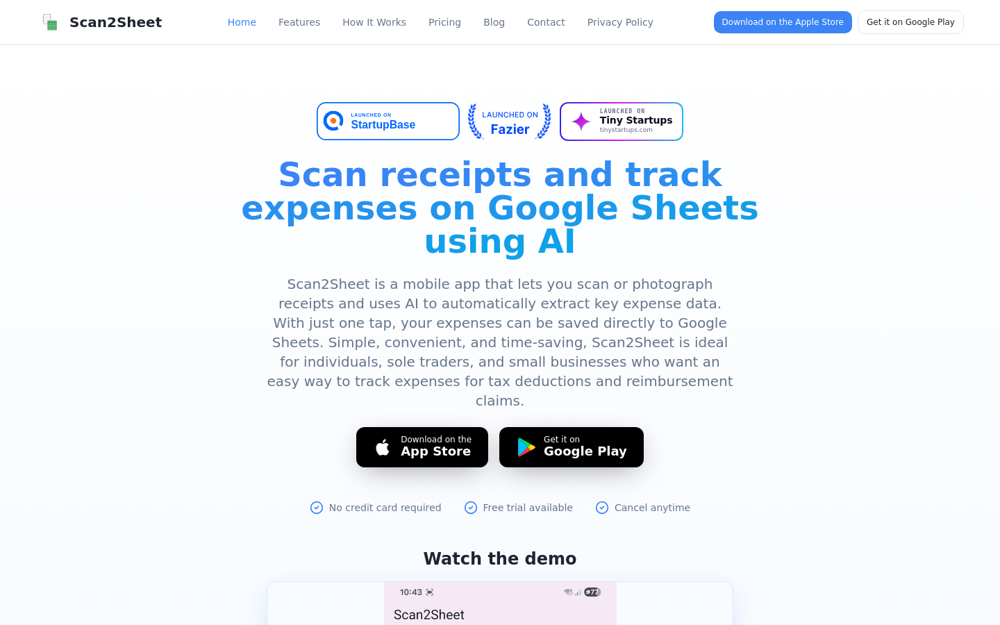 Above-the-fold capture of scan2sheet.com