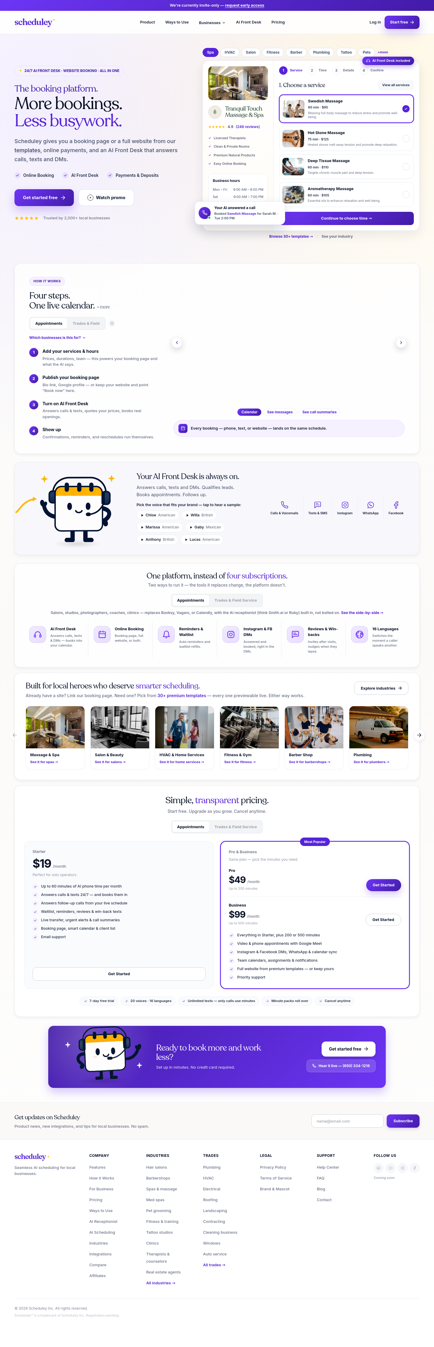 Nav section of scheduley.com