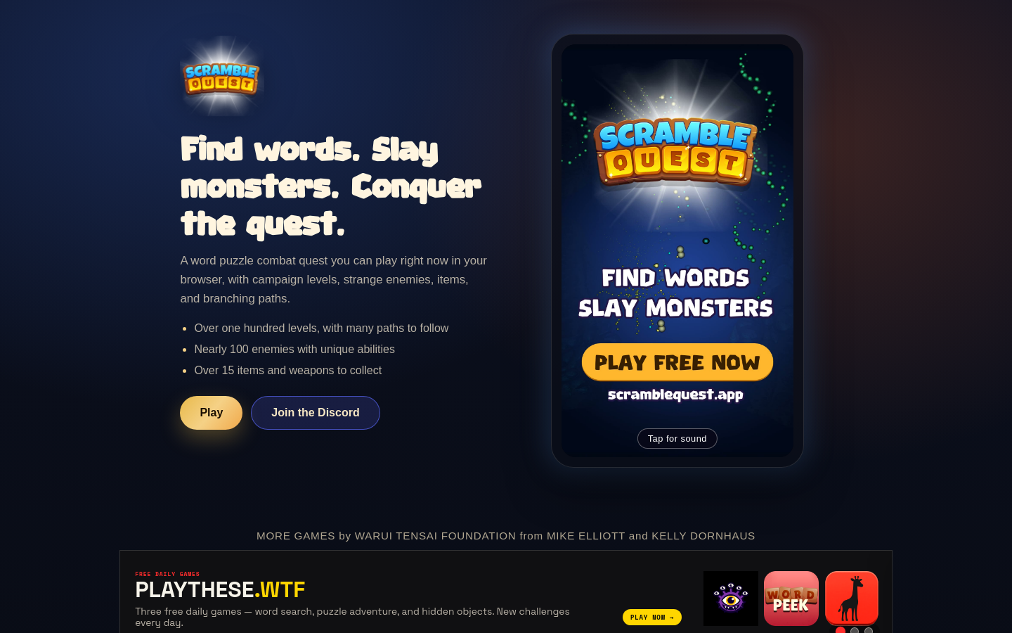 Above-the-fold capture of scramblequest.app