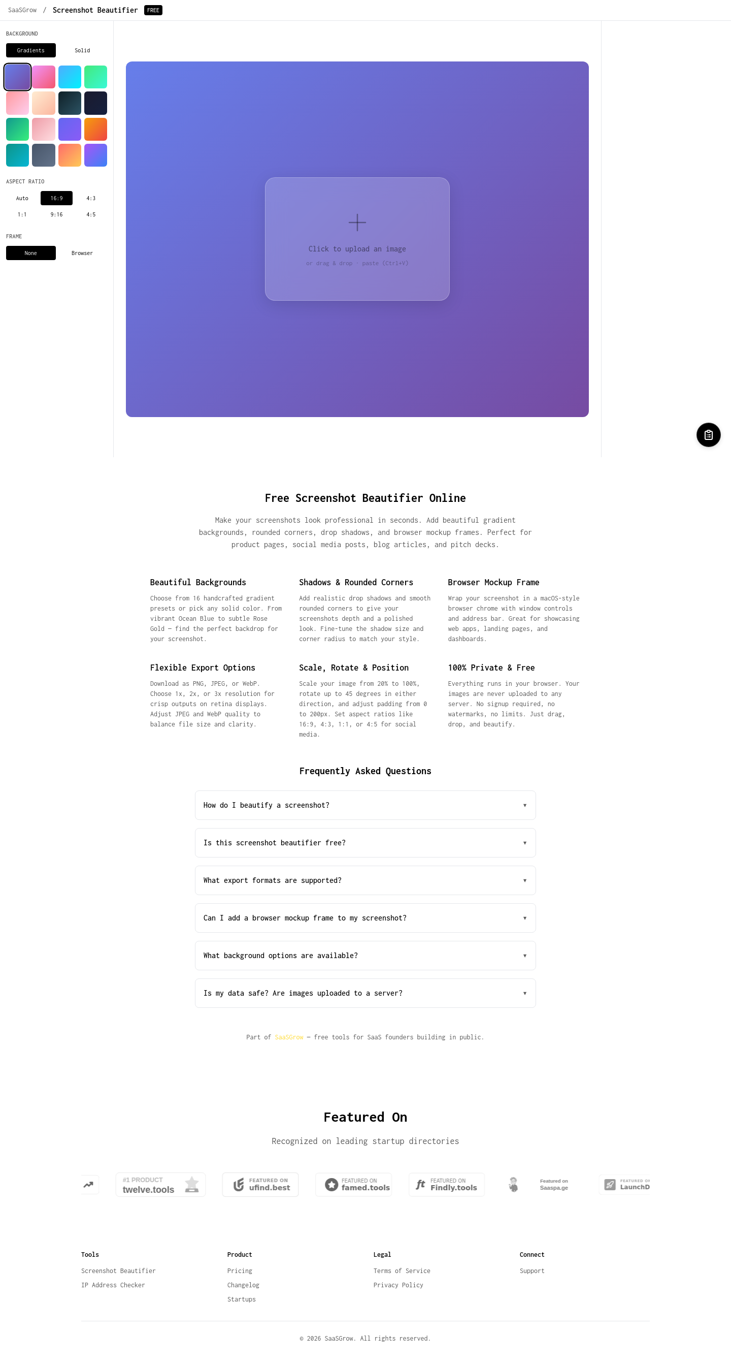 screenshot.saasgrow.app — 