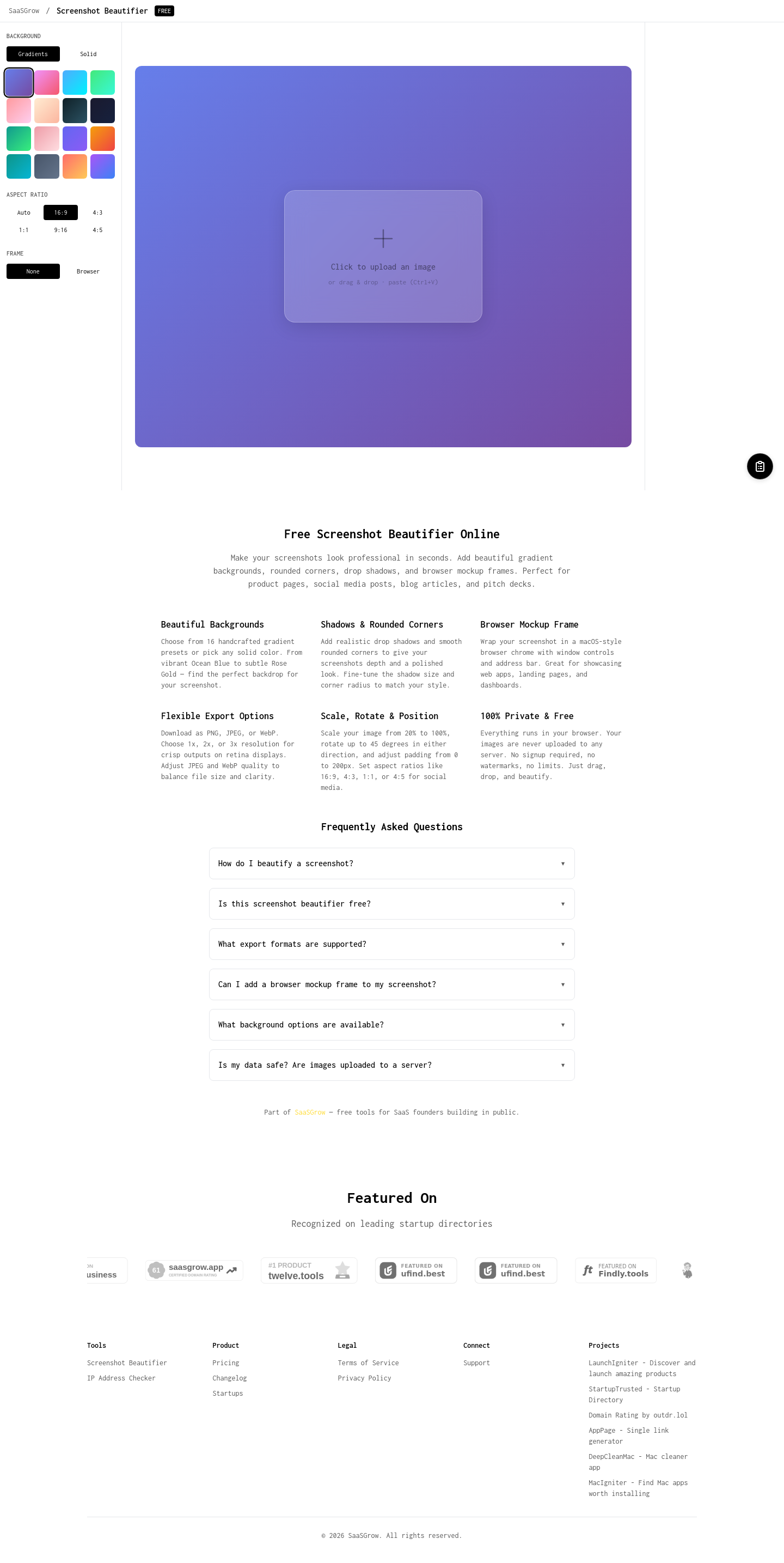 screenshot.saasgrow.app — 