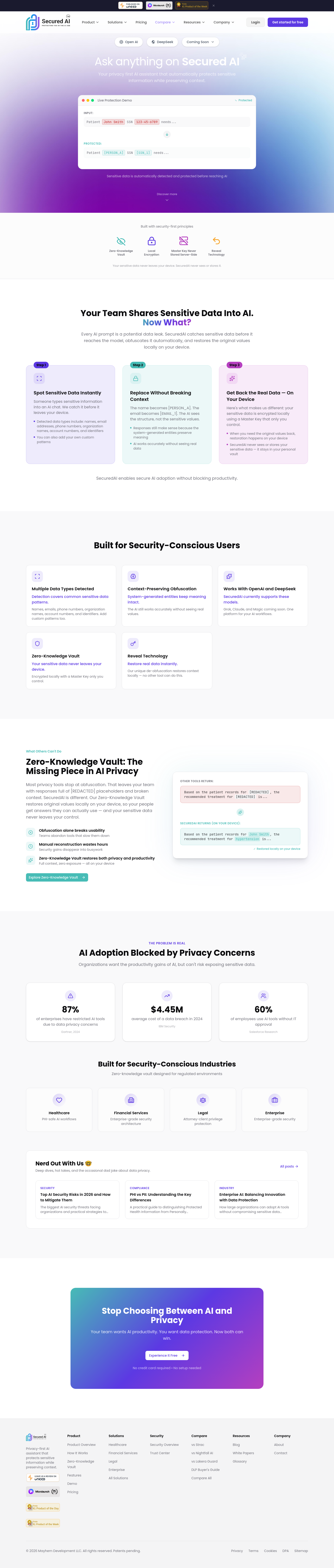 Nav section of securedai.com