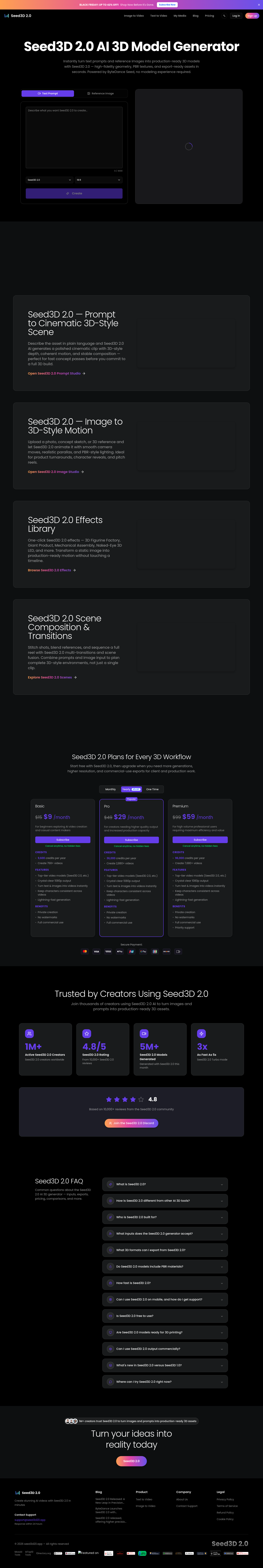 Nav section of seed3d20.app