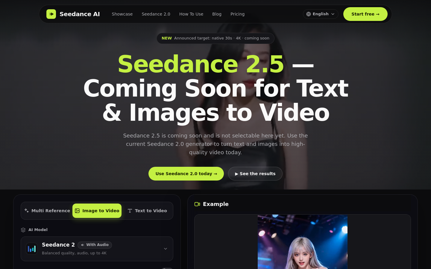 Above-the-fold capture of seedance2-5ai.net
