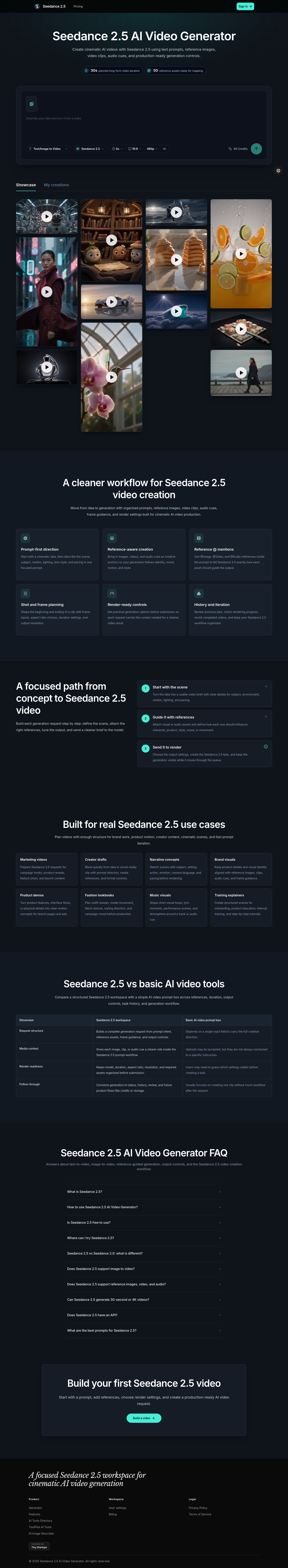 Nav section of seedance25app.com