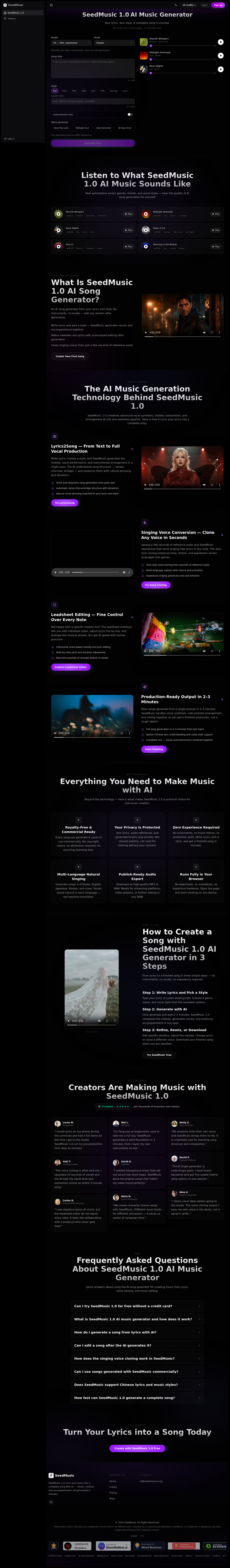 Features section of seedmusicai.org