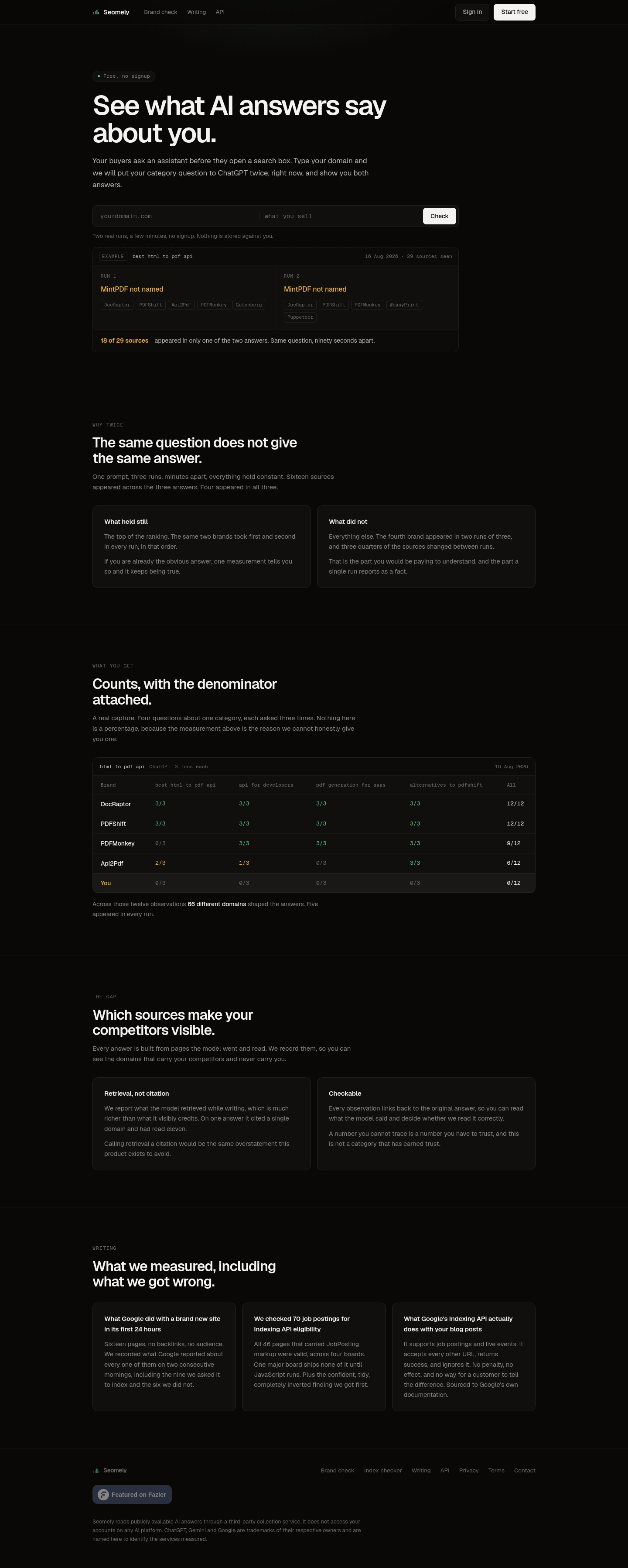 Nav section of seomely.com