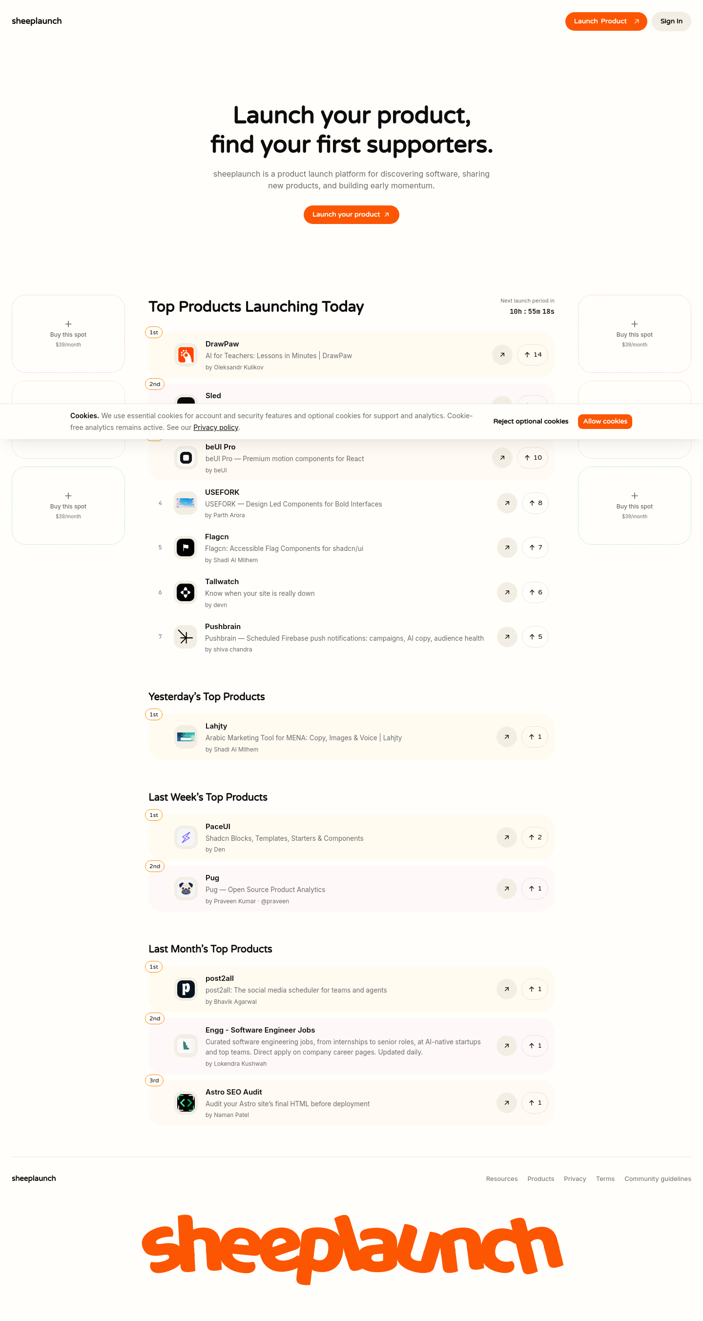 sheeplaunch.com — Hero + Pricing
