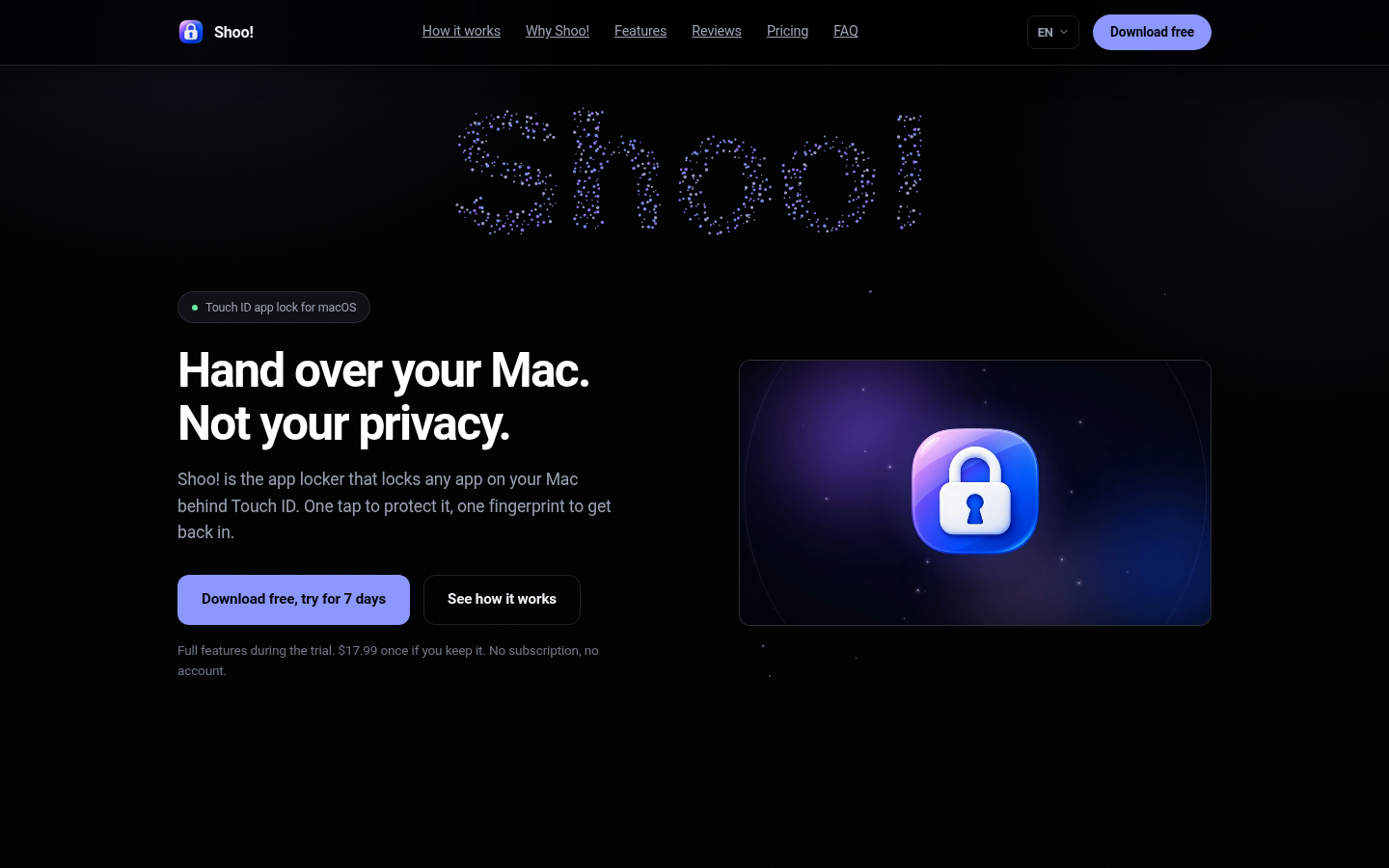 shooapp.com desktop capture of the first page