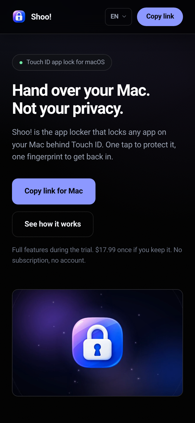 shooapp.com mobile capture of the first page