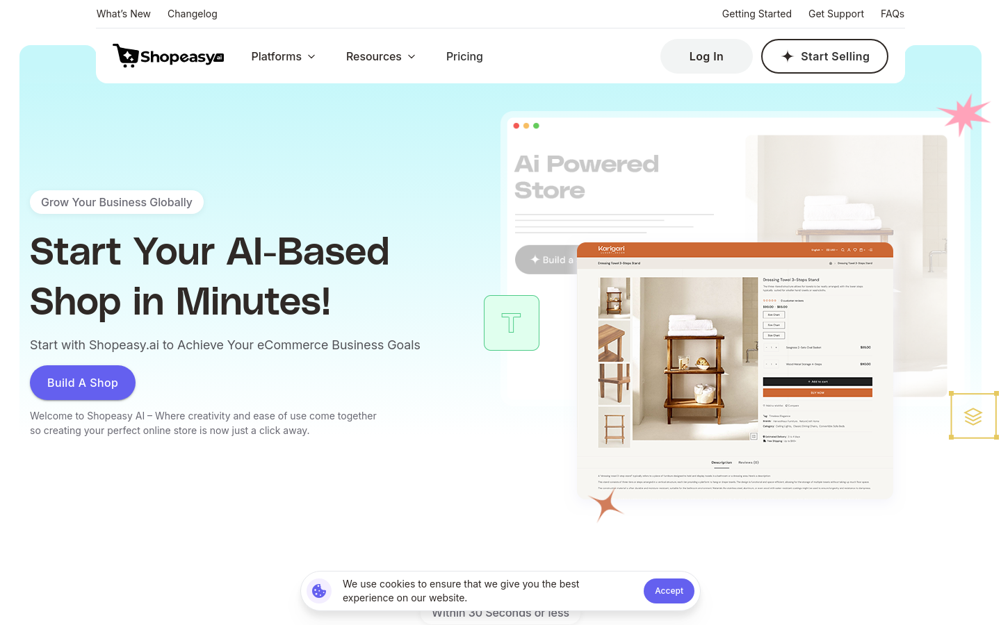 Above-the-fold capture of shopeasy.ai