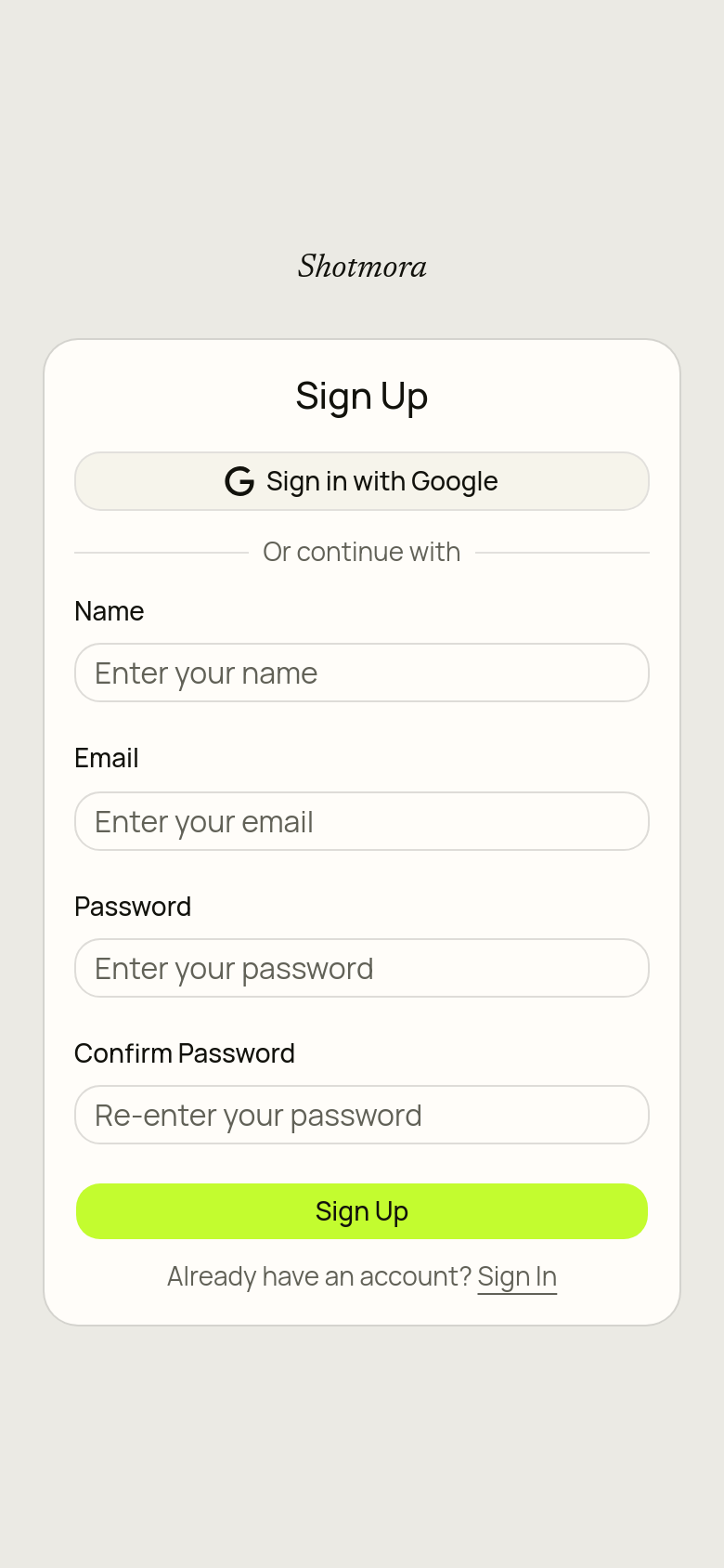 Sign Up
