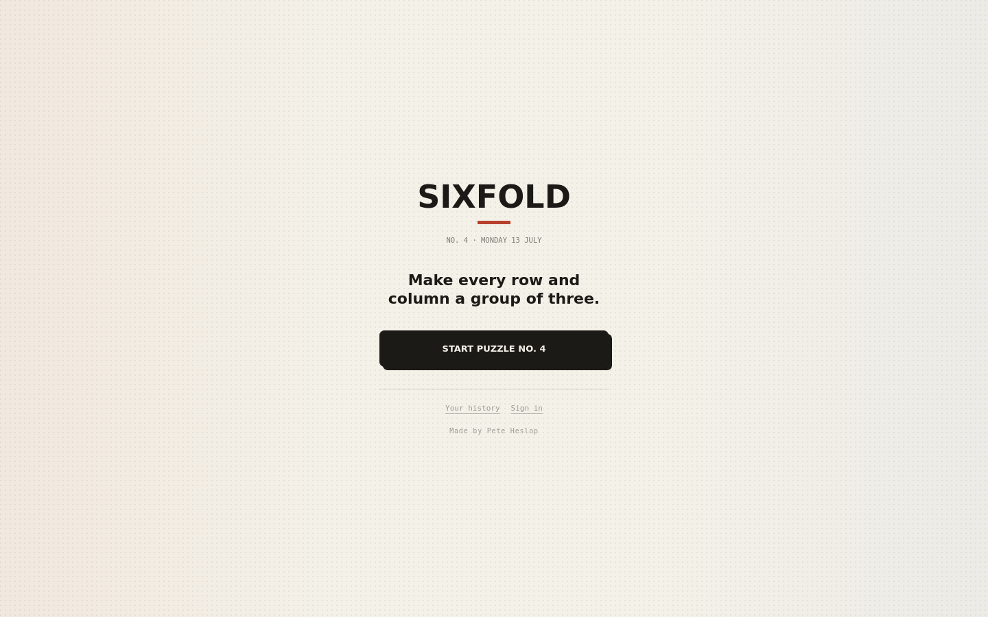 Above-the-fold capture of sixfold.pwheslop.com