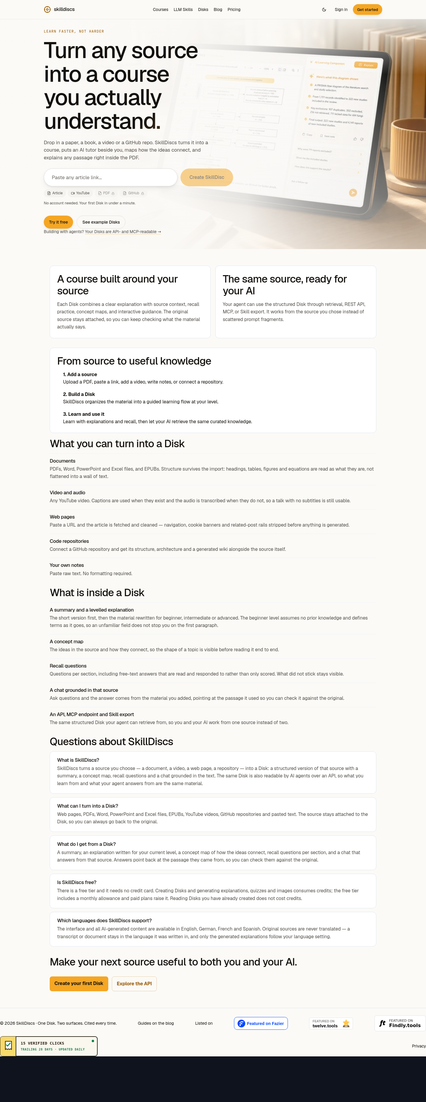 Nav section of skilldiscs.com