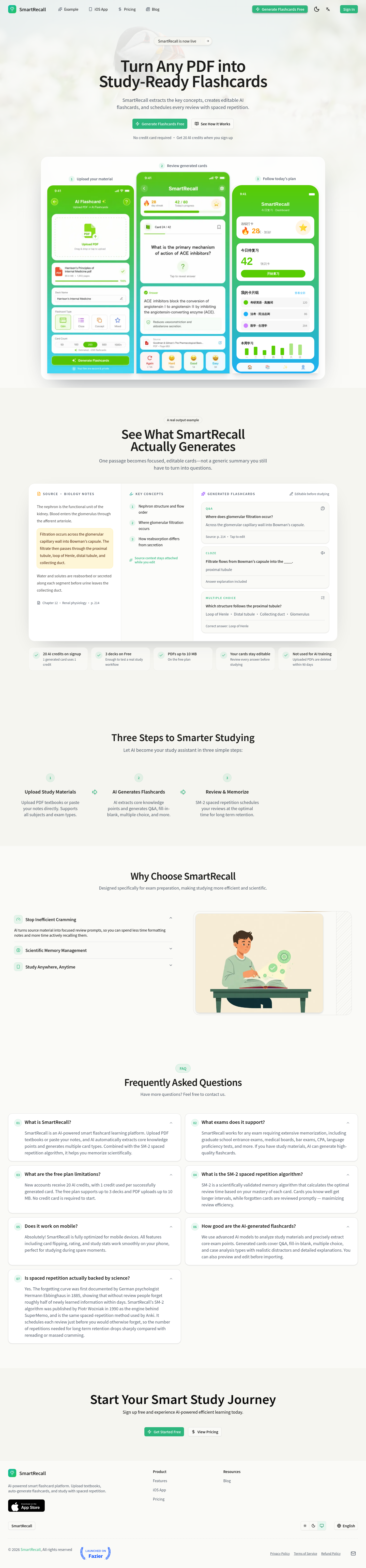 Hero section of smartrecallai.com