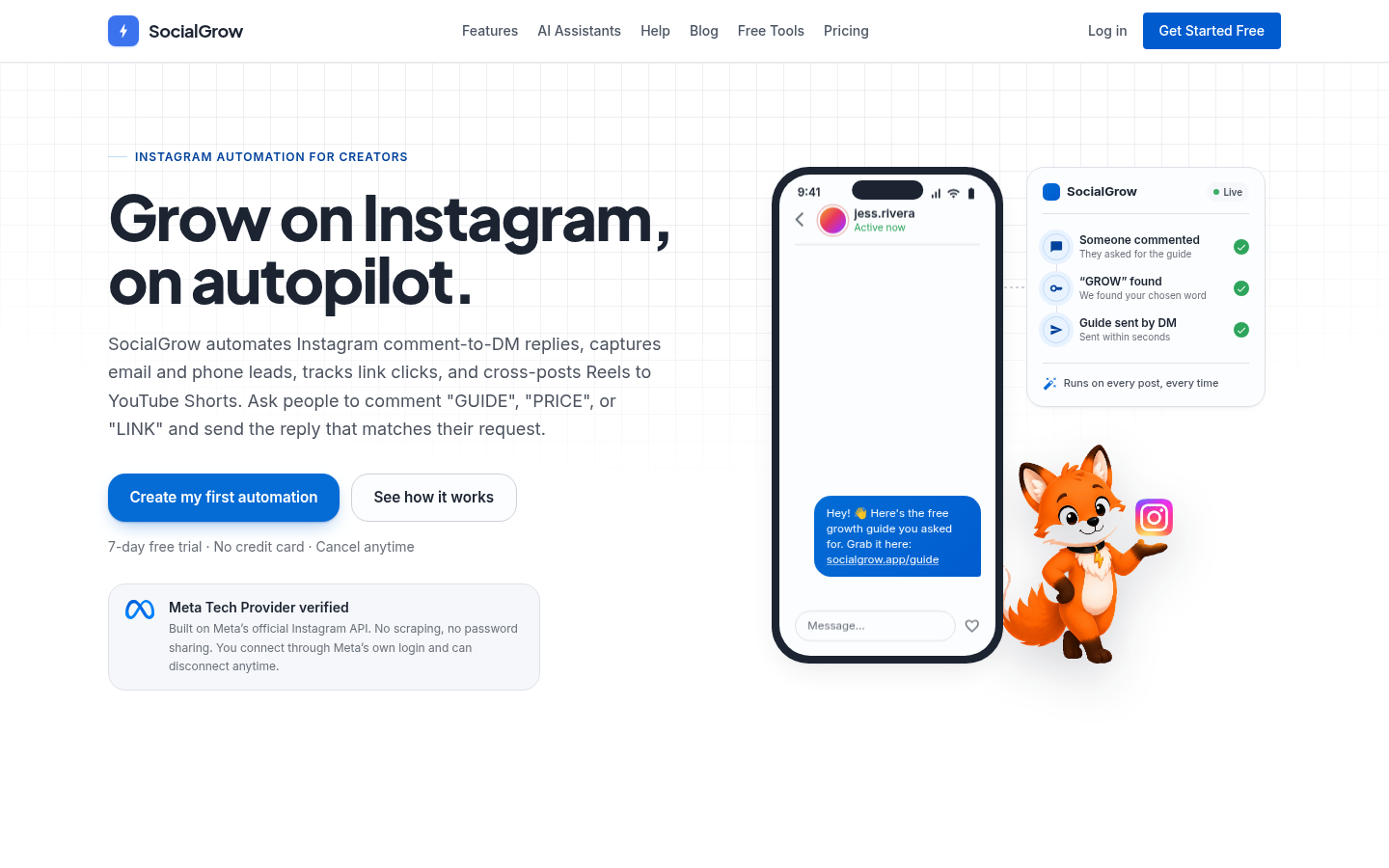 socialgrow.app desktop capture of the first page