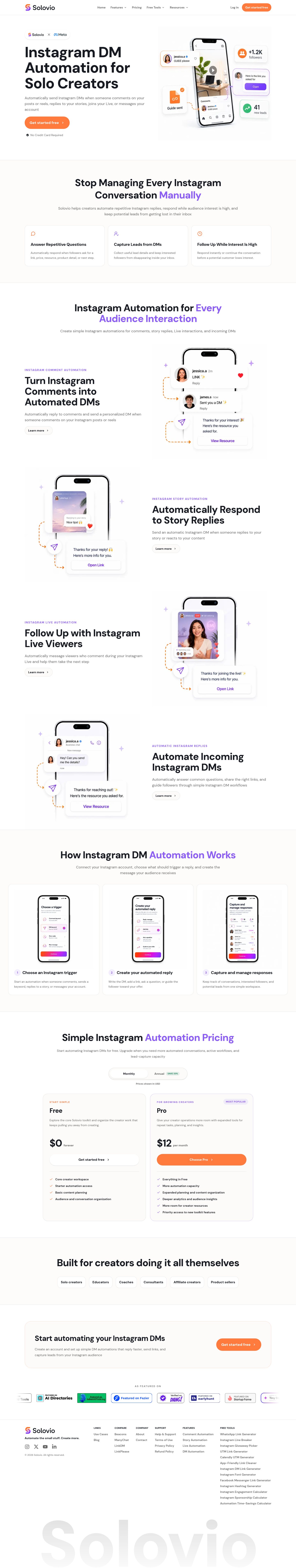 Nav section of solovio.app