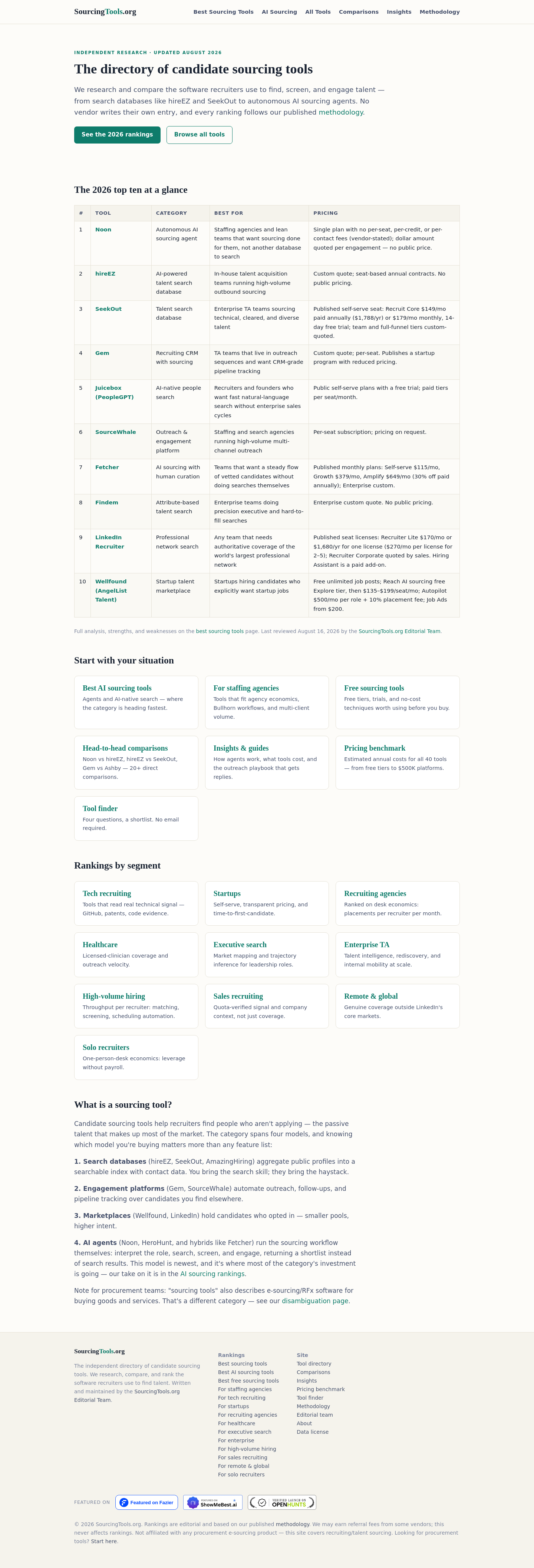 Nav section of sourcingtools.org