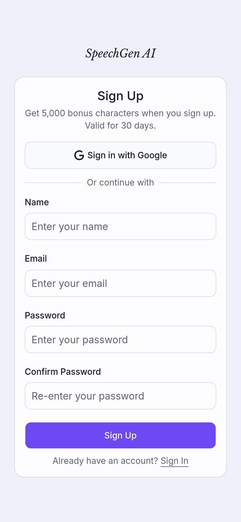 Sign Up
