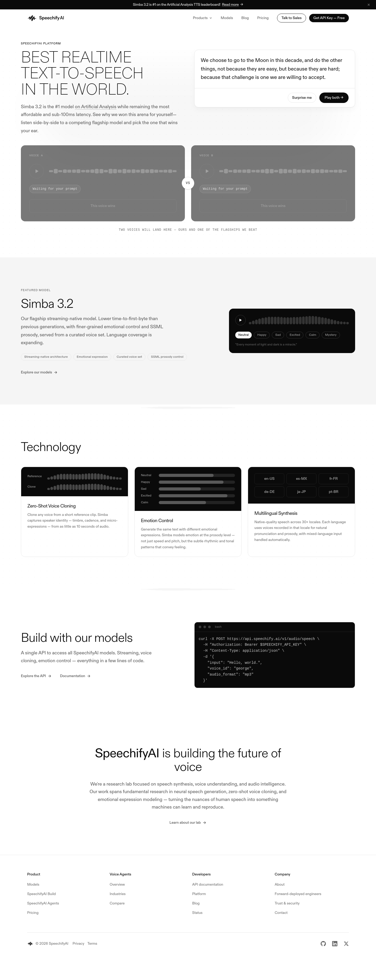 Hero section from speechify.ai